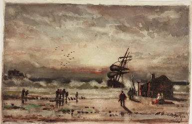 "Iris" strandade vid South Shields i början av 80-talet (akvarell och kroppsfärg på papper)